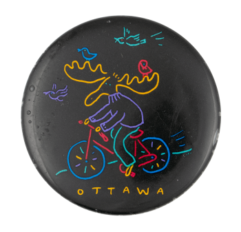 Ottawa Moose on a Bicycle Event Button Museum