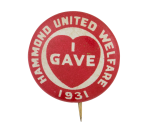Hammond United Welfare Cause Button Museum