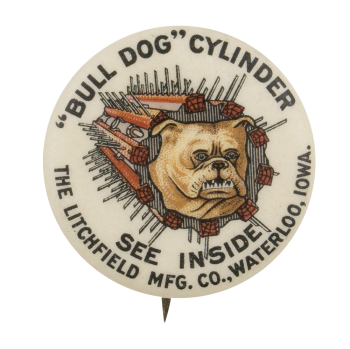 Bull Dog Cylinder Advertising Button Museum