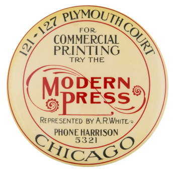 Modern Press Advertising Button Museum