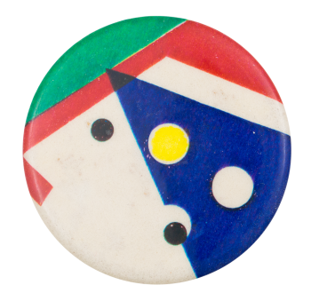Blue Triangle on White Green and Red Art Button Museum