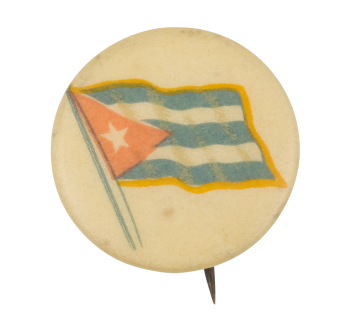 Cuba Flag on White Art Button Museum