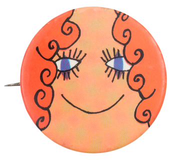 Curly Redhead Face Art Button Museum
