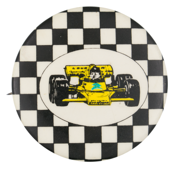 Yellow Race Car Art Button Museum