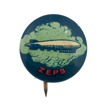 Zeppelin and Green Clouds Art Busy Beaver Button Museum