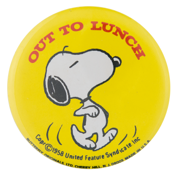Snoopy Out to Lunch Entertainment Busy Beaver Button Museum