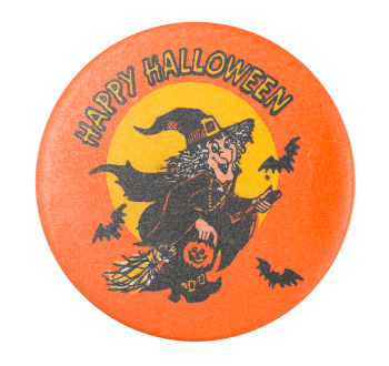 Happy Halloween Witch Event Button Museum