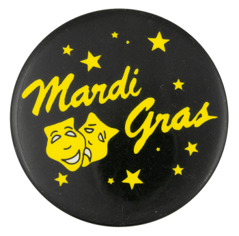 Mardis Gras Yellow and Black Event Button Museum