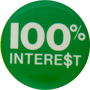100 Percent Interest Humorous Busy Beaver Button Museum