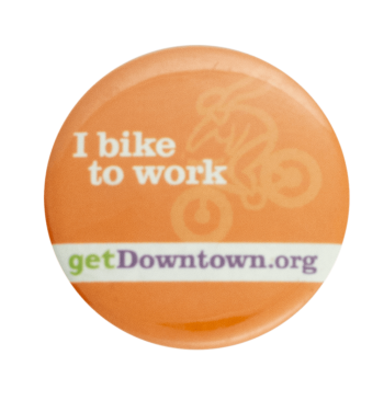 I bike to work getDowntown.org Ice Breakers Busy Beaver Button Museum