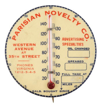 Parisian Novelty Company Thermometer Innovative Button Museum