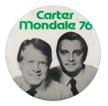 Carter Mondale 76 Portraits Green Political Button Museum