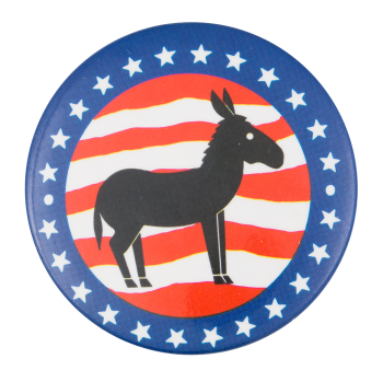 Donkey with Stars and Stripes Political Button Museum
