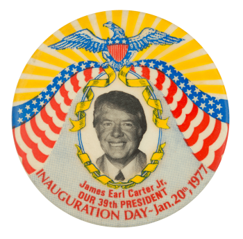 Jimmy Carter Inauguration Yellow & Grey Political Button Museum