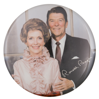 Nancy and Ronald Reagan Color Portrait Political Button Museum