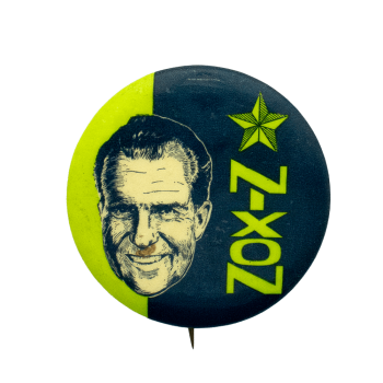 Blue and Green Nixon Portrait Political Busy Beaver Button Museum