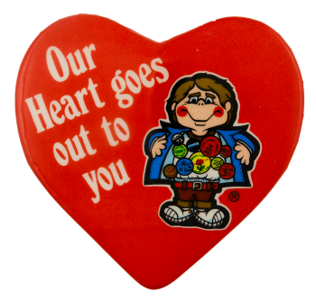 Our Heart Goes Out to You Button Flasher Ice Breakers Busy Beaver Button Museum