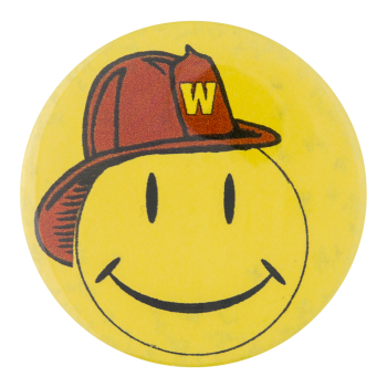 Walmart Smiley in Firehat Smileys Button Museum