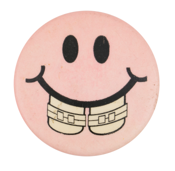 Pink Smiley with Braces Smileys Button Museum