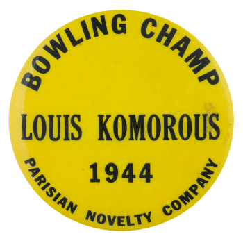 Bowling Champ Louis Komorous Sports Button Museum