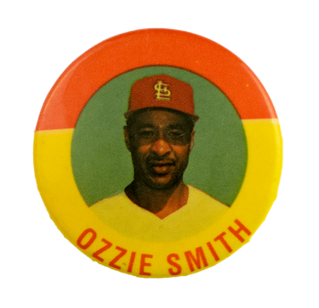 Ozzie Smith with Cap Sports Busy Beaver Button Museum