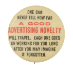 One Can Never Tell How Far Advertising Button Museum