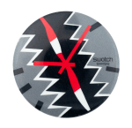 Swatch Black and Gray Zig-Zag Advertising Busy Beaver Button Museum