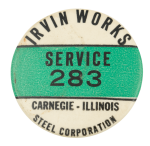 Irvin Works Steel Corporation Club Button Museum