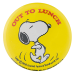 Snoopy Out to Lunch Entertainment Busy Beaver Button Museum