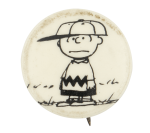 Charlie Brown Hat Black and White Entertainment Button Museum