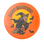 Happy Halloween Witch Event Button Museum