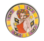 Flower Haired Woman Music Button Museum
