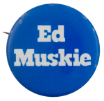 Ed Muskie Blue Political Busy Beaver Button Museum