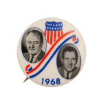 Humphrey Muskie Photo 1968 Political Busy Beaver Button Museum
