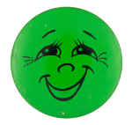 Green Smiley with Eyelashes Smileys Button Museum